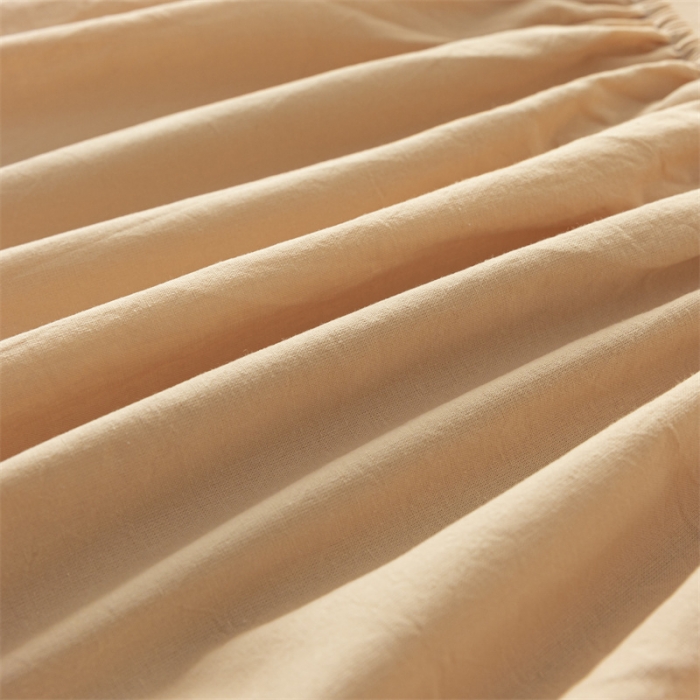 91家纺网 家纺一手货源 找家纺 蓝巢 2023新款全棉色织水洗棉系列单品床笠 奶茶