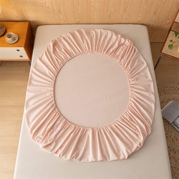 91家纺网 家纺一手货源 找家纺 蓝巢 2023新款全棉色织水洗棉系列单品床笠 奶油粉