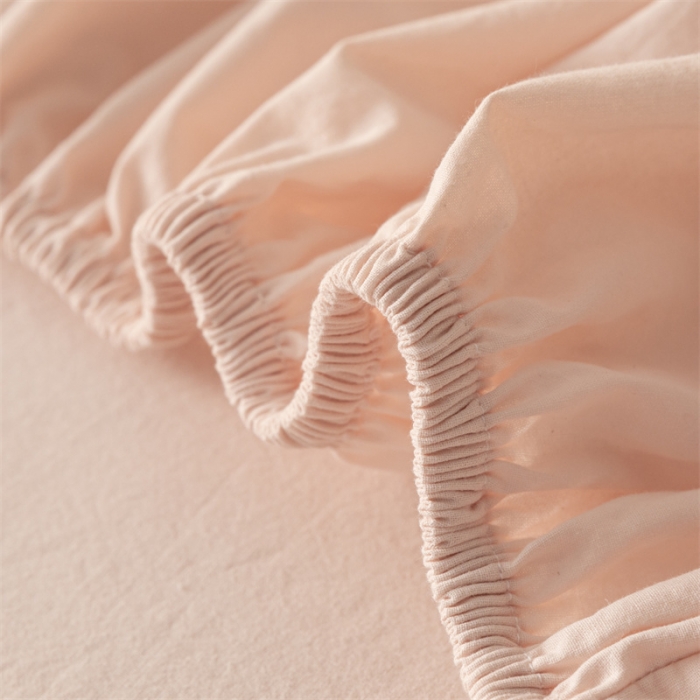 91家纺网 家纺一手货源 找家纺 蓝巢 2023新款全棉色织水洗棉系列单品床笠 奶油粉