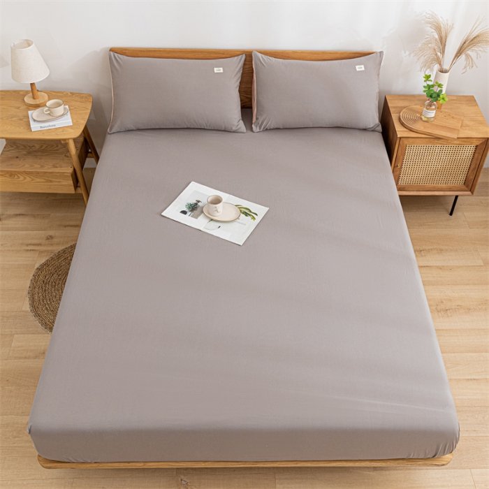 91家纺网 家纺一手货源 找家纺 蓝巢 2023新款全棉色织水洗棉系列单品床笠 浅灰