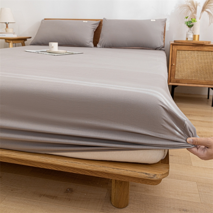 91家纺网 家纺一手货源 找家纺 蓝巢 2023新款全棉色织水洗棉系列单品床笠 浅灰