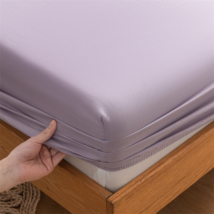 91家纺网 家纺一手货源 找家纺 蓝巢 2023新款全棉色织水洗棉系列单品床笠 浅紫