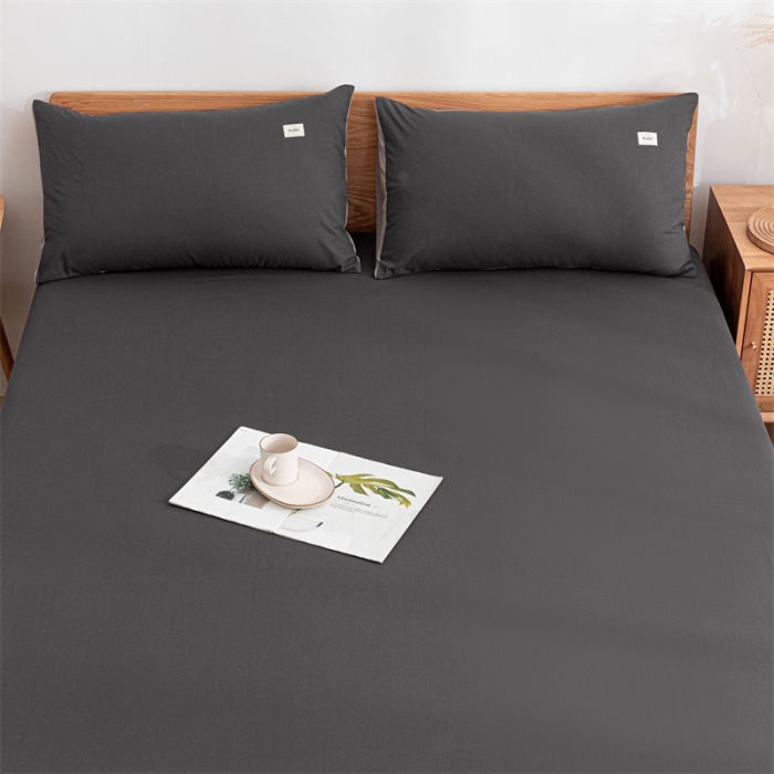 91家纺网 家纺一手货源 找家纺 蓝巢 2023新款全棉色织水洗棉系列单品床笠 深灰