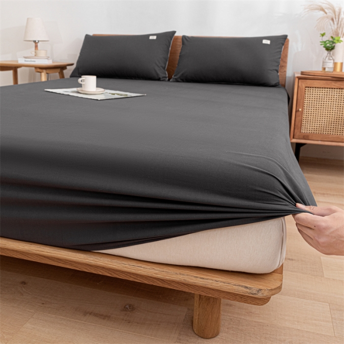 91家纺网 家纺一手货源 找家纺 蓝巢 2023新款全棉色织水洗棉系列单品床笠 深灰