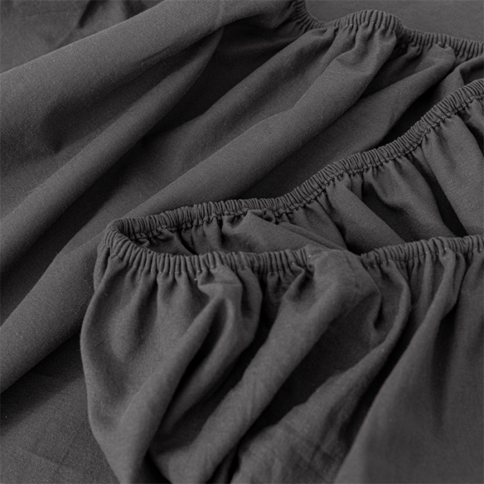 91家纺网 家纺一手货源 找家纺 蓝巢 2023新款全棉色织水洗棉系列单品床笠 深灰