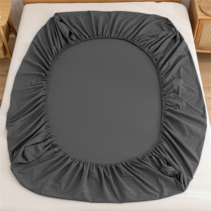 91家纺网 家纺一手货源 找家纺 蓝巢 2023新款全棉色织水洗棉系列单品床笠 深灰