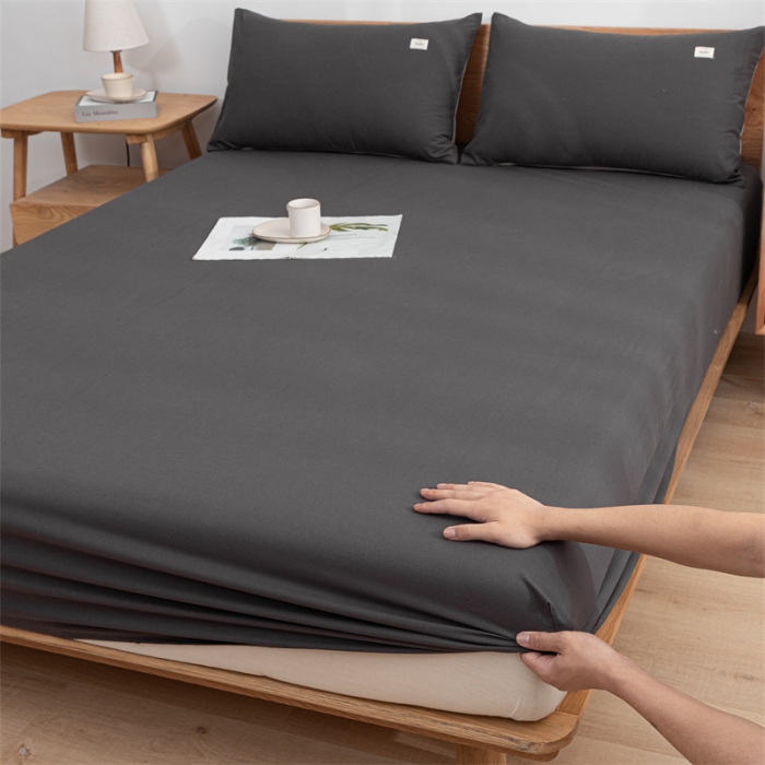 91家纺网 家纺一手货源 找家纺 蓝巢 2023新款全棉色织水洗棉系列单品床笠 深灰