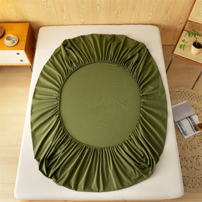 91家纺网 家纺一手货源 找家纺 蓝巢 2023新款全棉色织水洗棉系列单品床笠 松叶绿