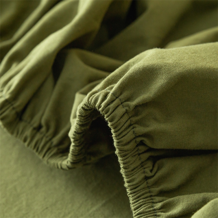 91家纺网 家纺一手货源 找家纺 蓝巢 2023新款全棉色织水洗棉系列单品床笠 松叶绿