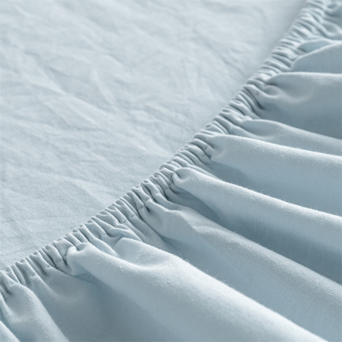 91家纺网 家纺一手货源 找家纺 蓝巢 2023新款全棉色织水洗棉系列单品床笠 天空蓝
