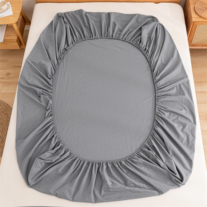 91家纺网 家纺一手货源 找家纺 蓝巢 2023新款全棉色织水洗棉系列单品床笠 紫灰