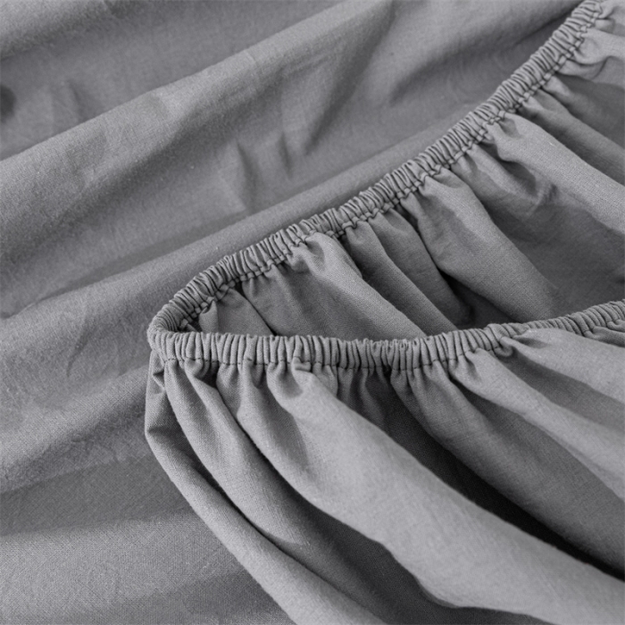 91家纺网 家纺一手货源 找家纺 蓝巢 2023新款全棉色织水洗棉系列单品床笠 紫灰