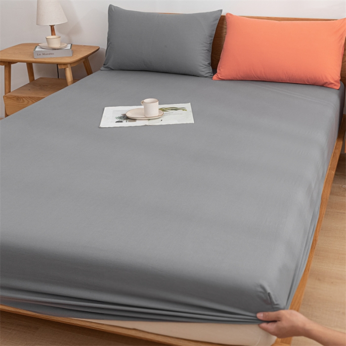 91家纺网 家纺一手货源 找家纺 蓝巢 2023新款全棉色织水洗棉系列单品床笠 紫灰