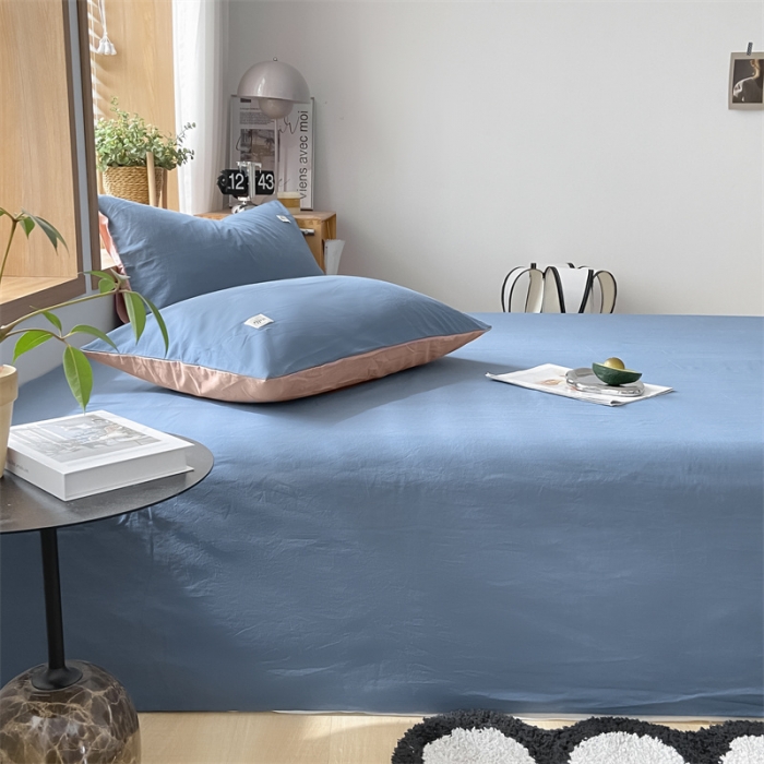 91家纺网 家纺一手货源 找家纺 蓝巢 2023新款全棉色织水洗棉系列枕套 宾利蓝豆沙