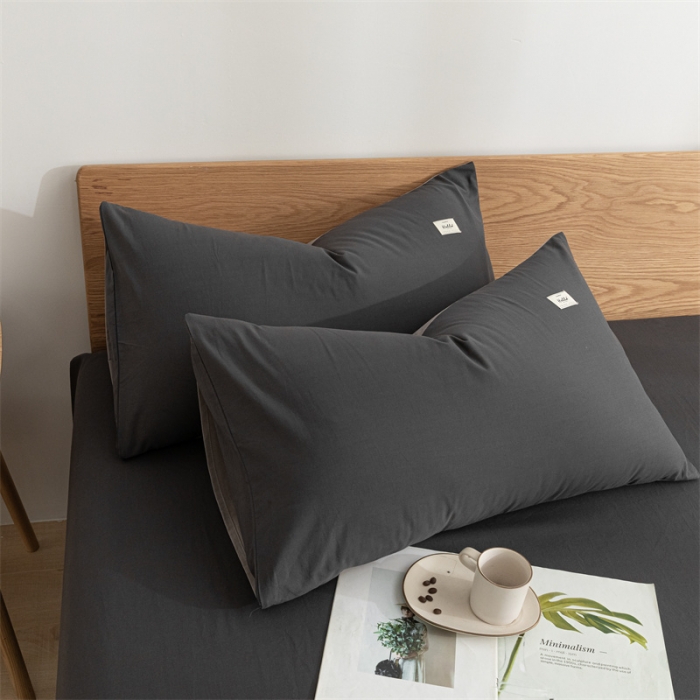 91家纺网 家纺一手货源 找家纺 蓝巢 2023新款全棉色织水洗棉系列枕套 深灰浅灰