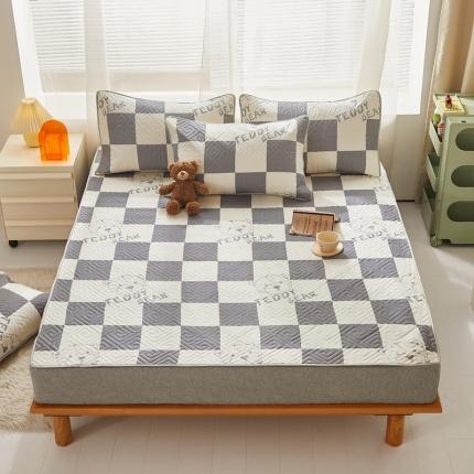 91家纺网 家纺一手货源 找家纺 舒居 2023新款软床垫全棉床护垫席梦思保护垫床单 灰白泰迪