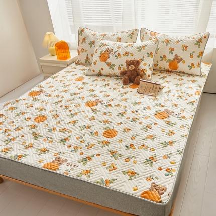 舒居 2023新款软床垫全棉床护垫席梦思保护垫床单 橘子卡熊