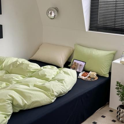 91家纺网 家纺一手货源 找家纺 六巷胡同 2023新款ins博主风三色混搭水洗棉四件套 混搭-青提奥利奥