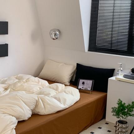 91家纺网 家纺一手货源 找家纺 六巷胡同 2023新款ins博主风三色混搭水洗棉四件套 混搭-象牙白栗子