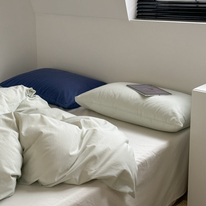 91家纺网 家纺一手货源 找家纺 六巷胡同 2023新款ins博主风三色混搭水洗棉四件套 混搭-薄荷牛乳白