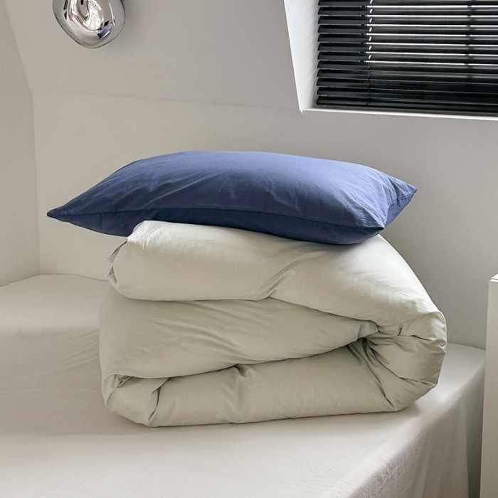 91家纺网 家纺一手货源 找家纺 六巷胡同 2023新款ins博主风三色混搭水洗棉四件套 混搭-薄荷牛乳白