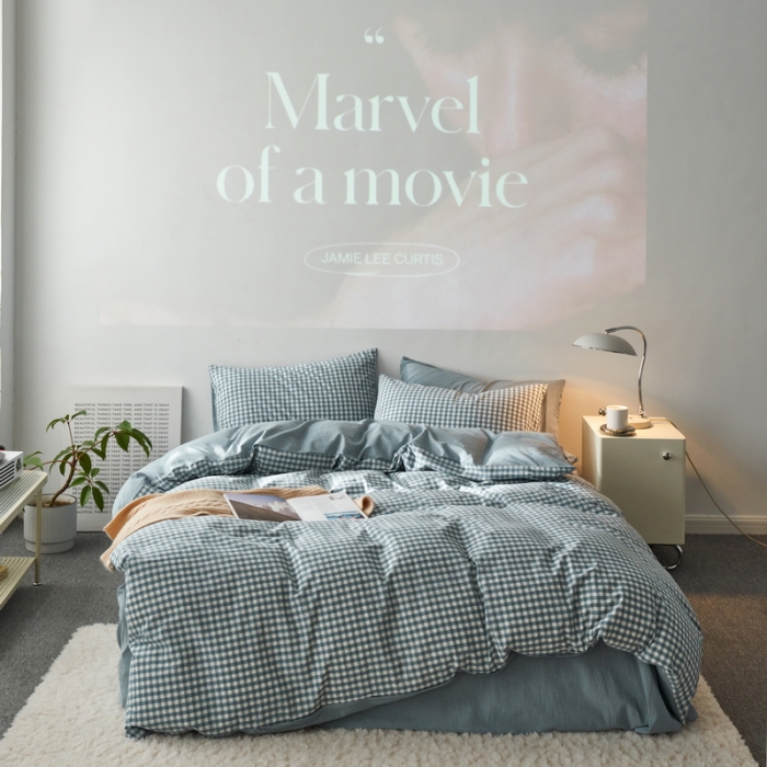 91家纺网 家纺一手货源 找家纺 （总）蓝邻 2023新款无印风全棉色织水洗棉四件套