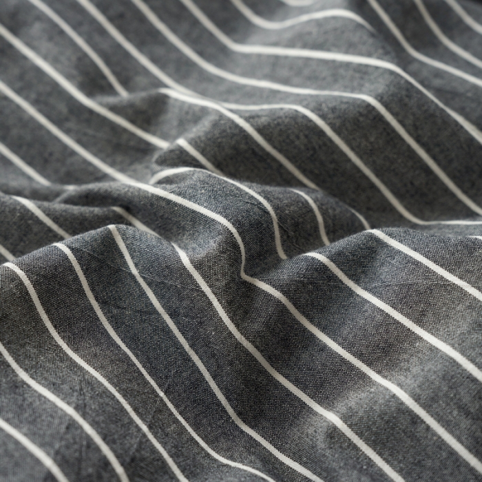 91家纺网 家纺一手货源 找家纺 蓝邻 2023新款无印风全棉色织水洗棉四件套 灰细条