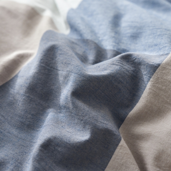 91家纺网 家纺一手货源 找家纺 蓝邻 2023新款无印风全棉色织水洗棉四件套 兰大格