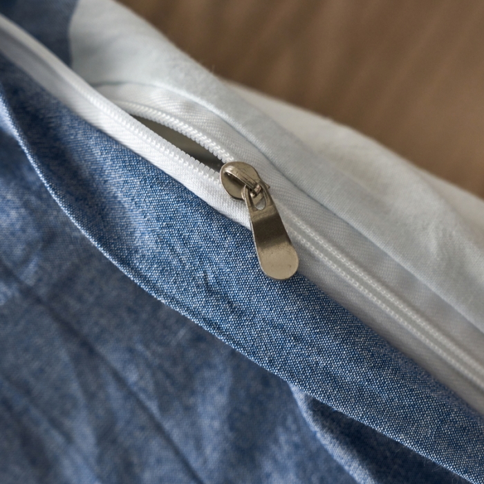 91家纺网 家纺一手货源 找家纺 蓝邻 2023新款无印风全棉色织水洗棉四件套 兰大格