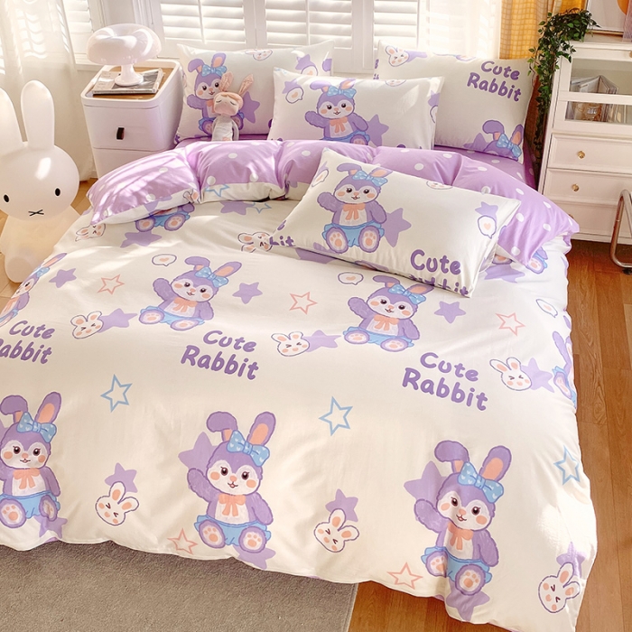 91家纺网 家纺一手货源 找家纺 金鑫汇 2023新花型上市喷气面料全棉四件套 星黛兔