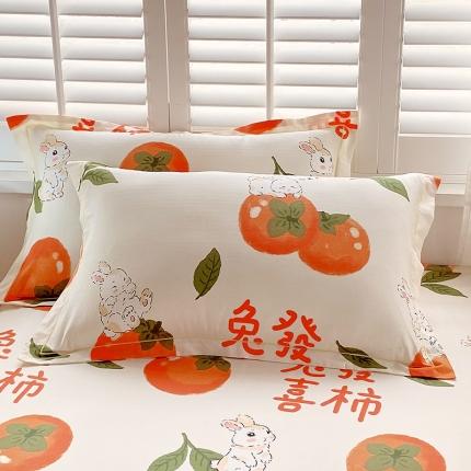 金鑫汇 2023新款喷气全棉枕套一对 发财兔