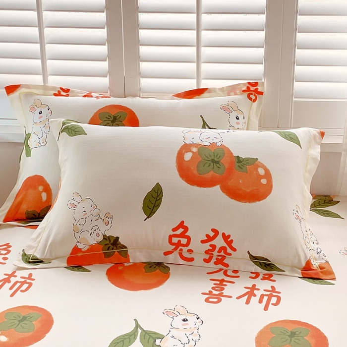 91家纺网 家纺一手货源 找家纺 金鑫汇 2023新款喷气全棉枕套一对 发财兔