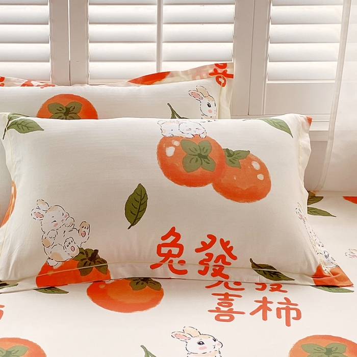 91家纺网 家纺一手货源 找家纺 金鑫汇 2023新款喷气全棉枕套一对 发财兔