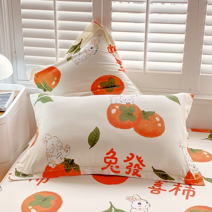 91家纺网 家纺一手货源 找家纺 金鑫汇 2023新款喷气全棉枕套一对 发财兔