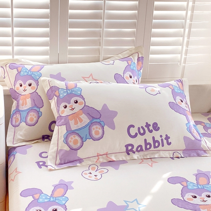 91家纺网 家纺一手货源 找家纺 金鑫汇 2023新款喷气全棉枕套一对 星黛兔