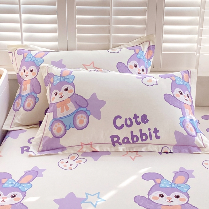 91家纺网 家纺一手货源 找家纺 金鑫汇 2023新款喷气全棉枕套一对 星黛兔