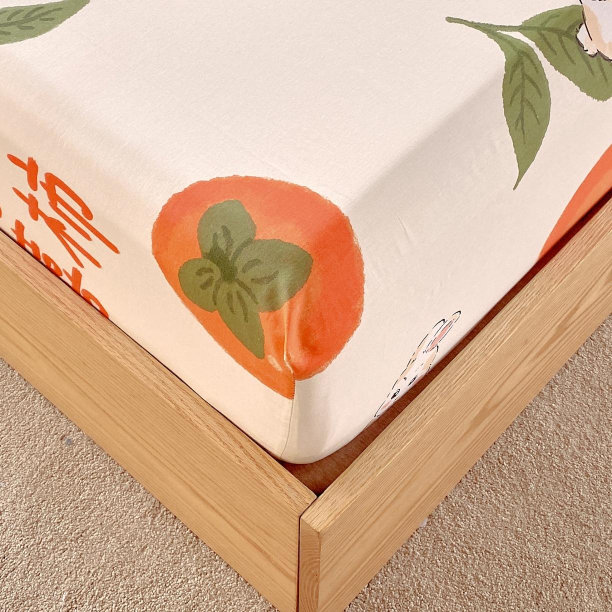 91家纺网 家纺一手货源 找家纺 金鑫汇 2023新款喷气全棉单床笠 发财兔