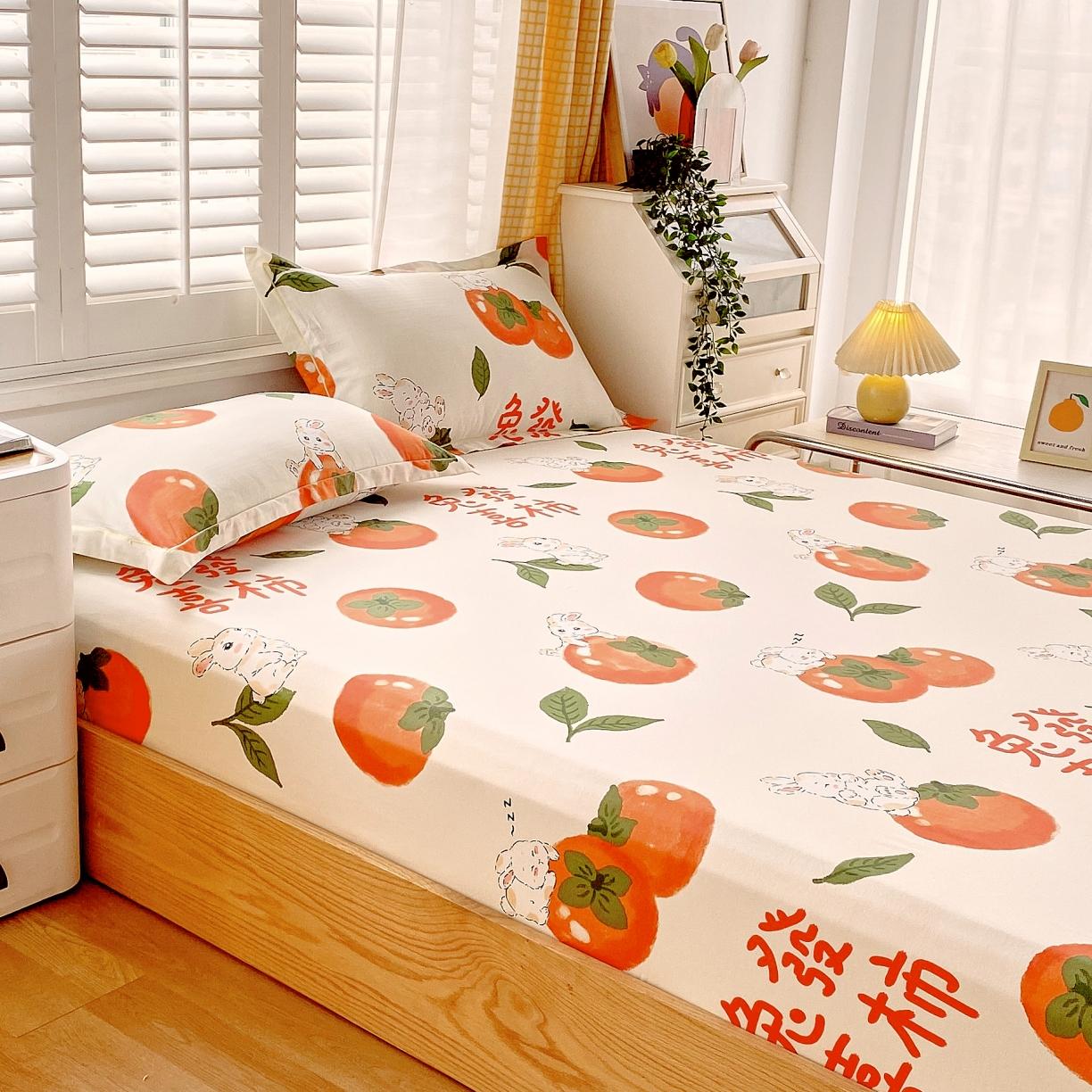 91家纺网 家纺一手货源 找家纺 金鑫汇 2023新款喷气全棉单床笠 发财兔