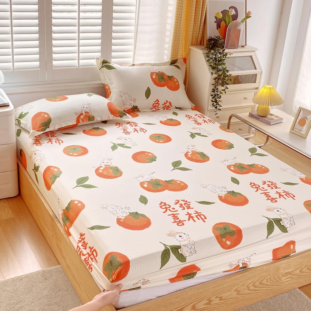 91家纺网 家纺一手货源 找家纺 金鑫汇 2023新款喷气全棉单床笠 发财兔