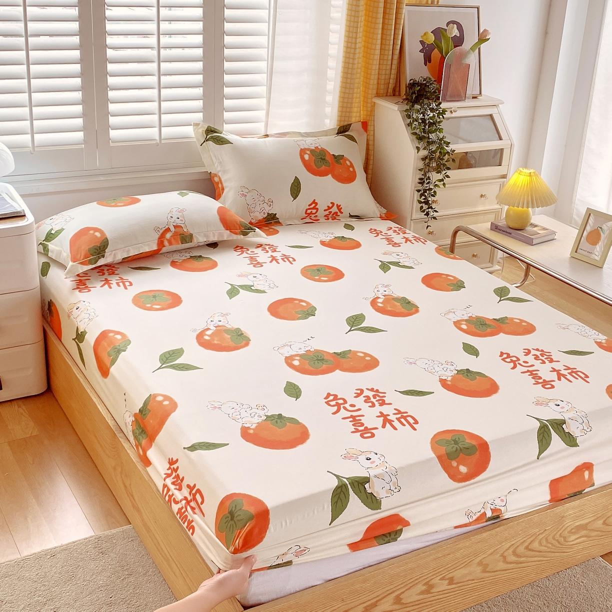 91家纺网 家纺一手货源 找家纺 金鑫汇 2023新款喷气全棉单床笠 发财兔