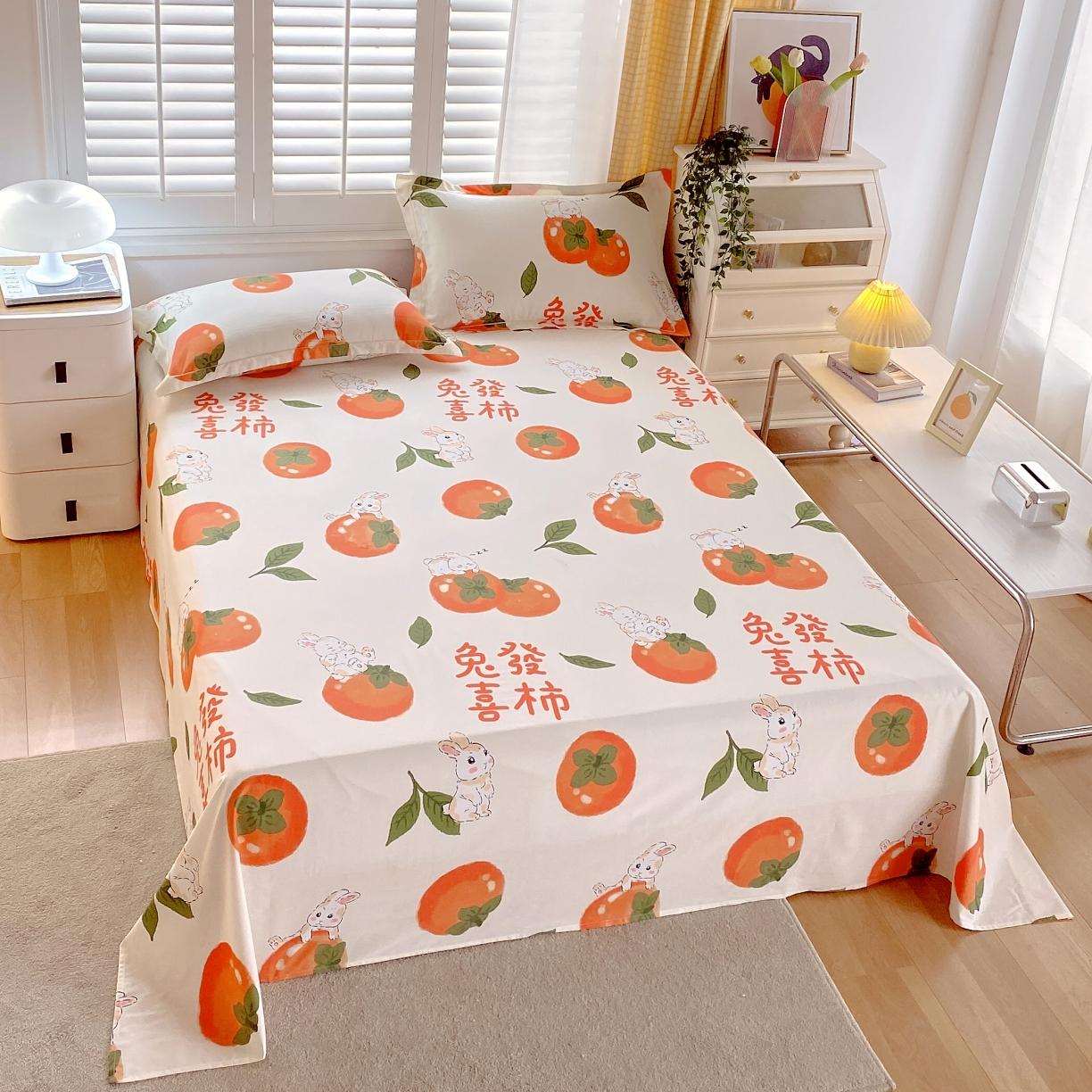 91家纺网 家纺一手货源 找家纺 金鑫汇 2023新款喷气全棉单床单 发财兔