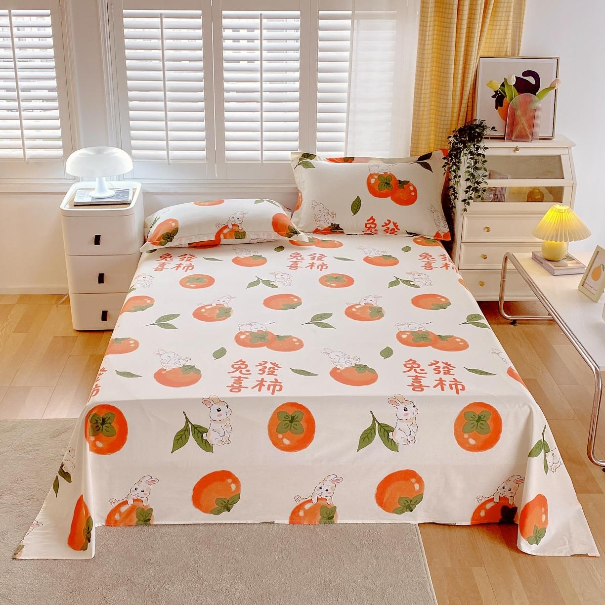 91家纺网 家纺一手货源 找家纺 金鑫汇 2023新款喷气全棉单床单 发财兔