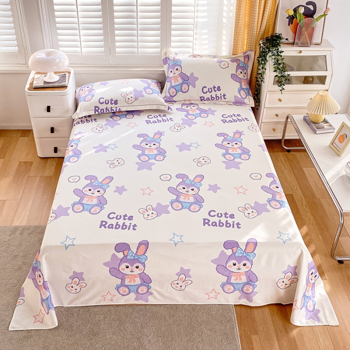 91家纺网 家纺一手货源 找家纺 金鑫汇 2023新款喷气全棉单床单 星黛兔