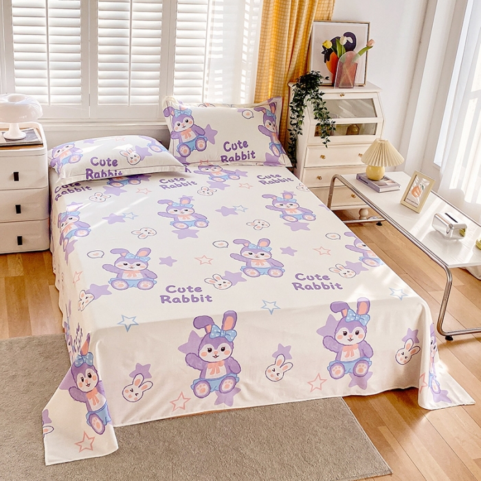 91家纺网 家纺一手货源 找家纺 金鑫汇 2023新款喷气全棉单床单 星黛兔