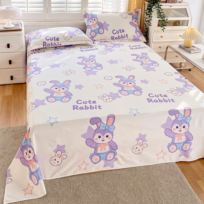 91家纺网 家纺一手货源 找家纺 金鑫汇 2023新款喷气全棉单床单 星黛兔