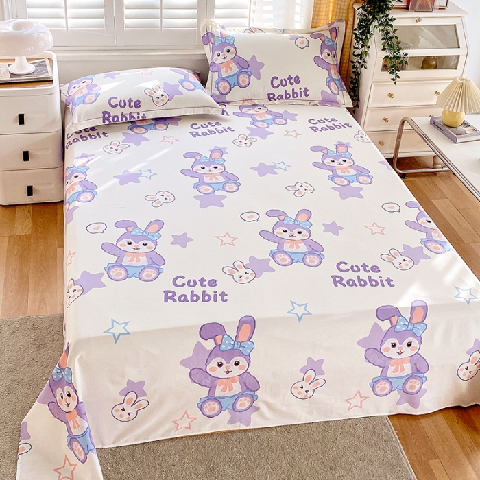 91家纺网 家纺一手货源 找家纺 金鑫汇 2023新款喷气全棉单床单 星黛兔