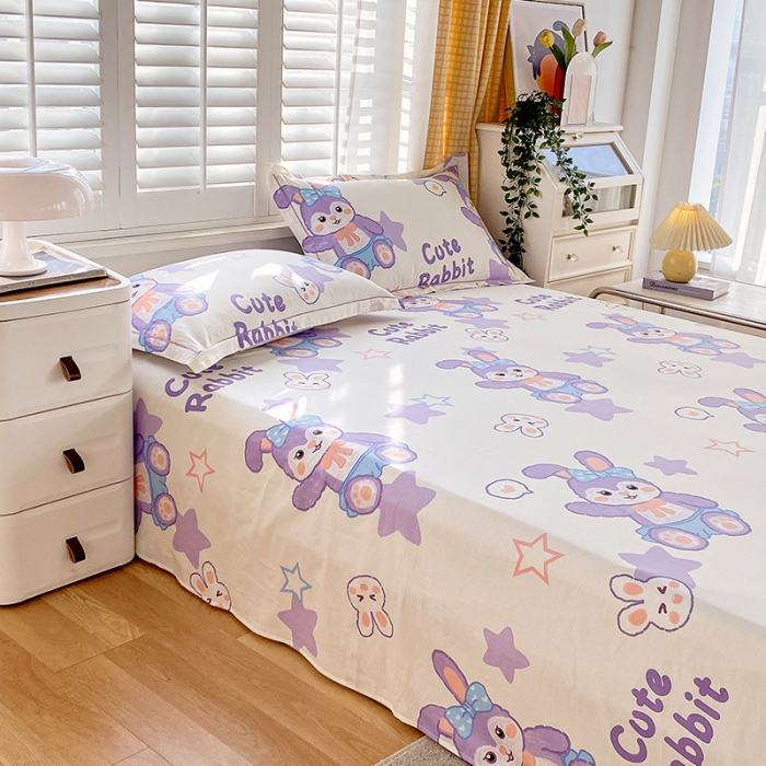 91家纺网 家纺一手货源 找家纺 金鑫汇 2023新款喷气全棉单床单 星黛兔