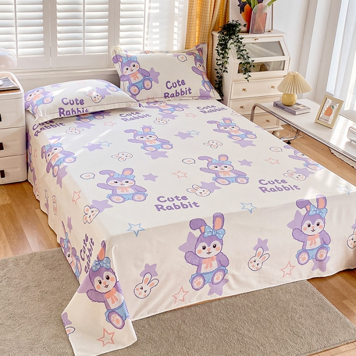 91家纺网 家纺一手货源 找家纺 金鑫汇 2023新款喷气全棉单床单 星黛兔