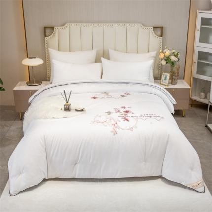 91家纺网 家纺一手货源 找家纺 美伦美铂金尊享专版刺绣被子被芯冬被春秋被夏被手工订花被 白色