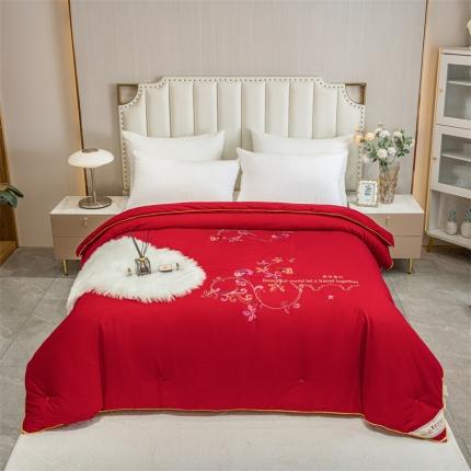 91家纺网 家纺一手货源 找家纺 美伦美铂金尊享专版刺绣被子被芯冬被春秋被夏被手工订花被吉祥红